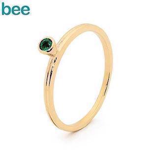 Bee Jewelry Goldring in 9 kt. mit grünem Smaragd 